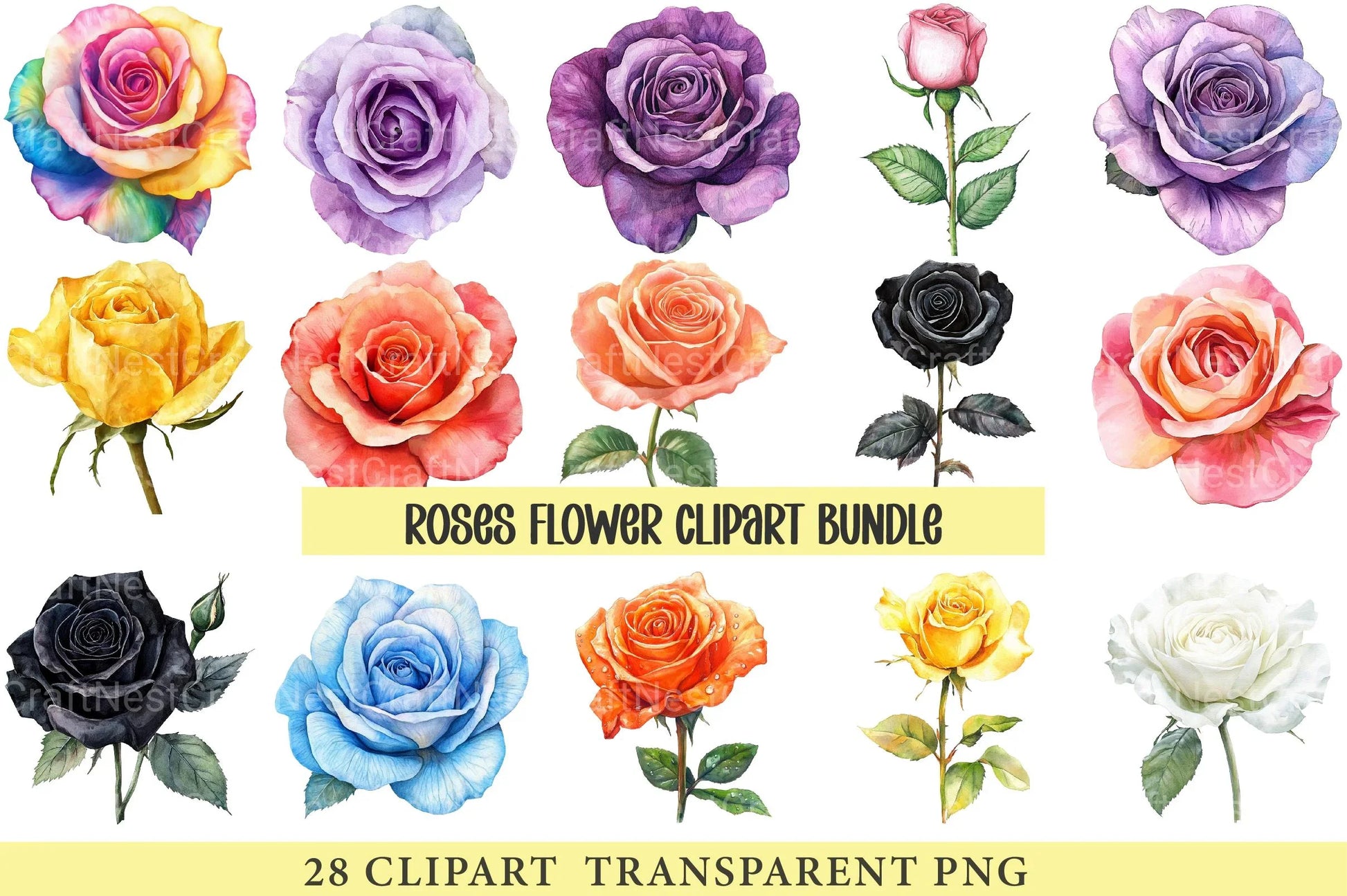 Roses Flower Clipart - CraftNest - Digital Crafting and Art