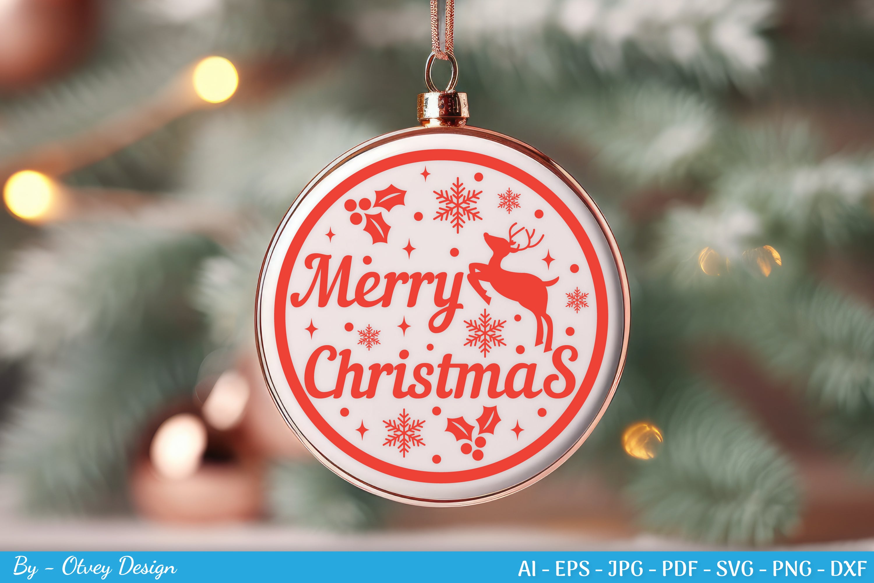 Round Christmas Ornaments Sign SVG Bundle