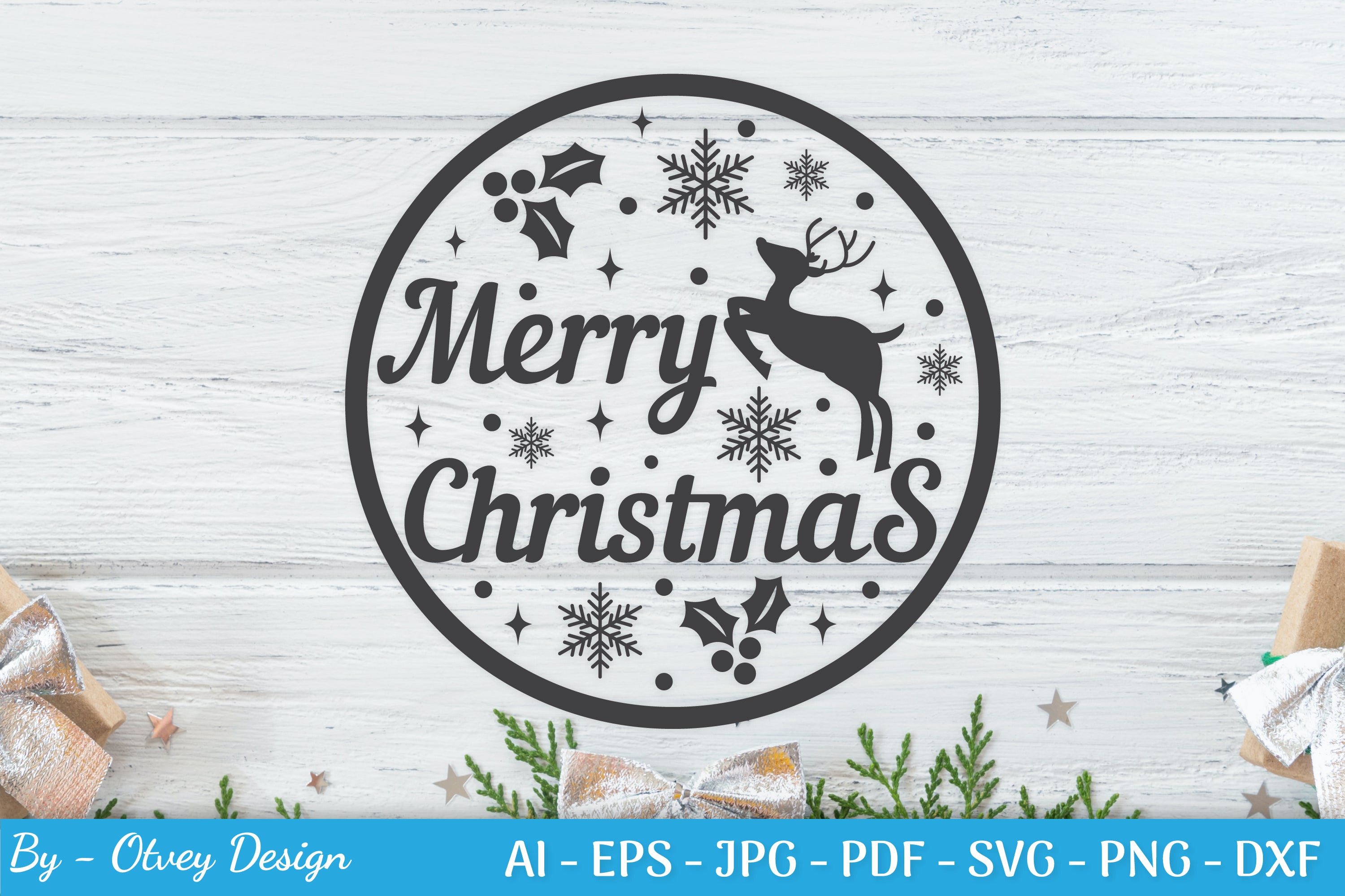 Round Christmas Ornaments Sign SVG Bundle