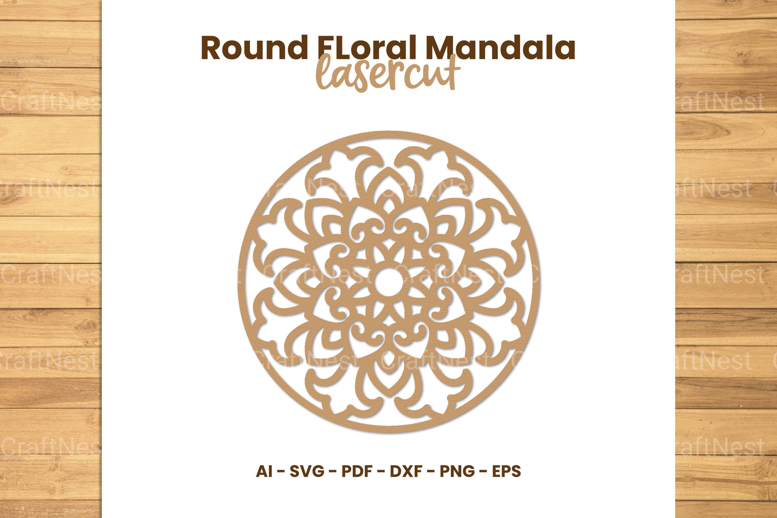 Round Floral Mandala Laser Cut Clipart Bundle