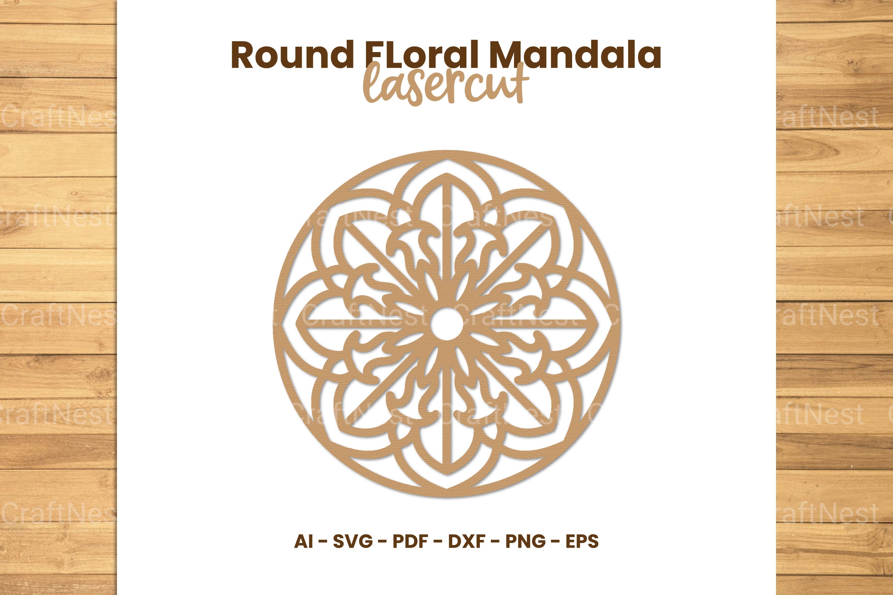 Round Floral Mandala Laser Cut Clipart Bundle