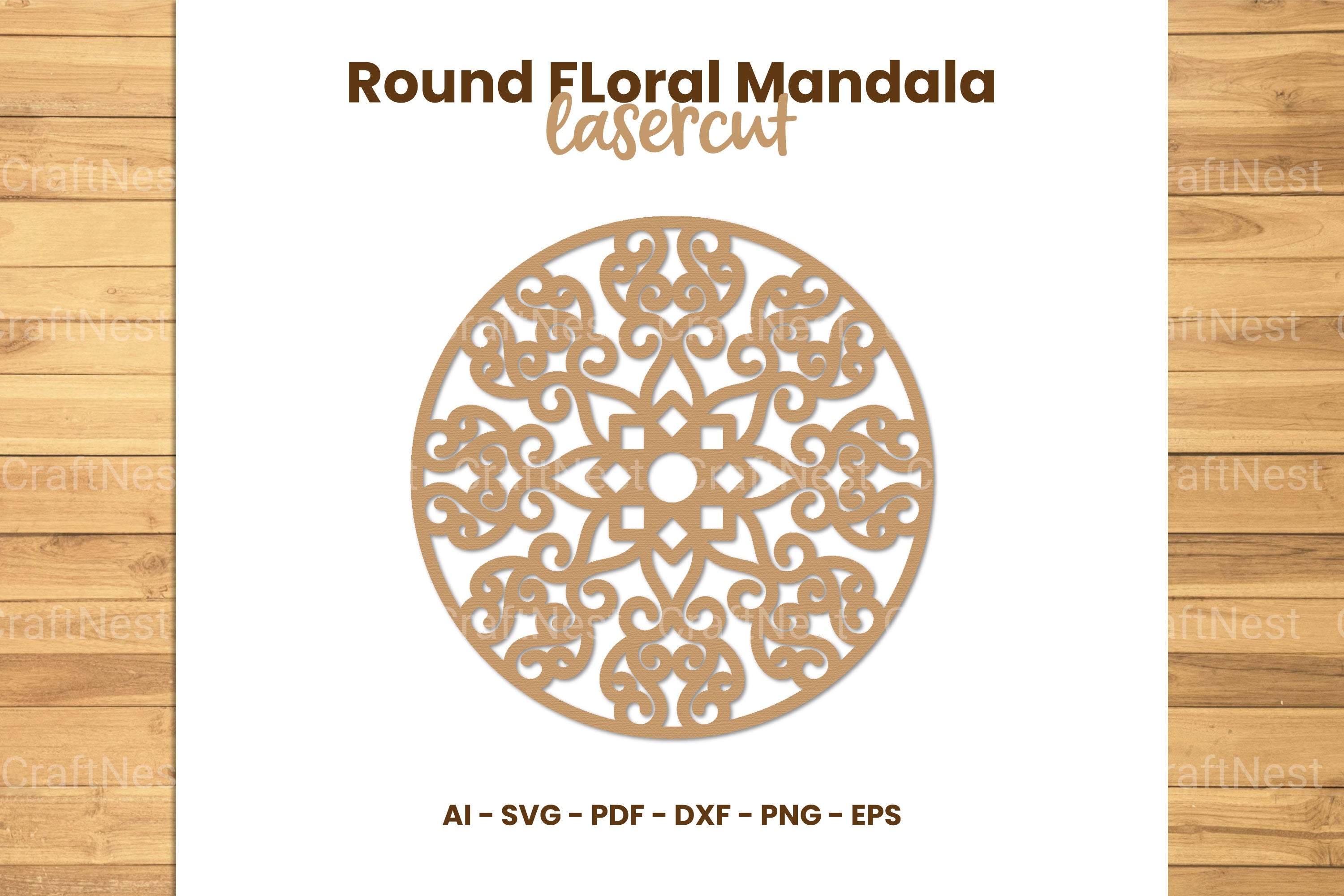 Round Floral Mandala Laser Cut Clipart Bundle