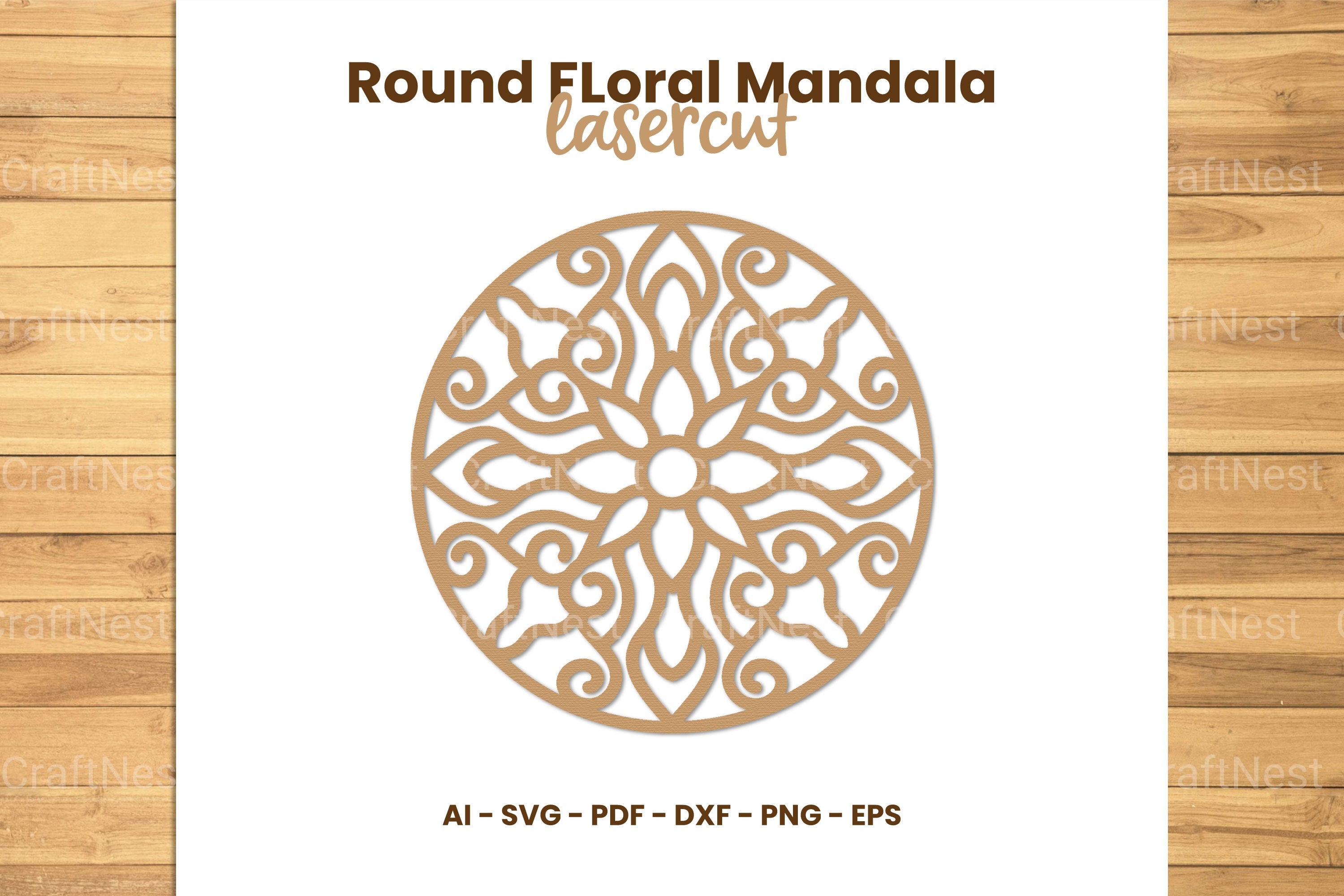 Round Floral Mandala Laser Cut Clipart Bundle