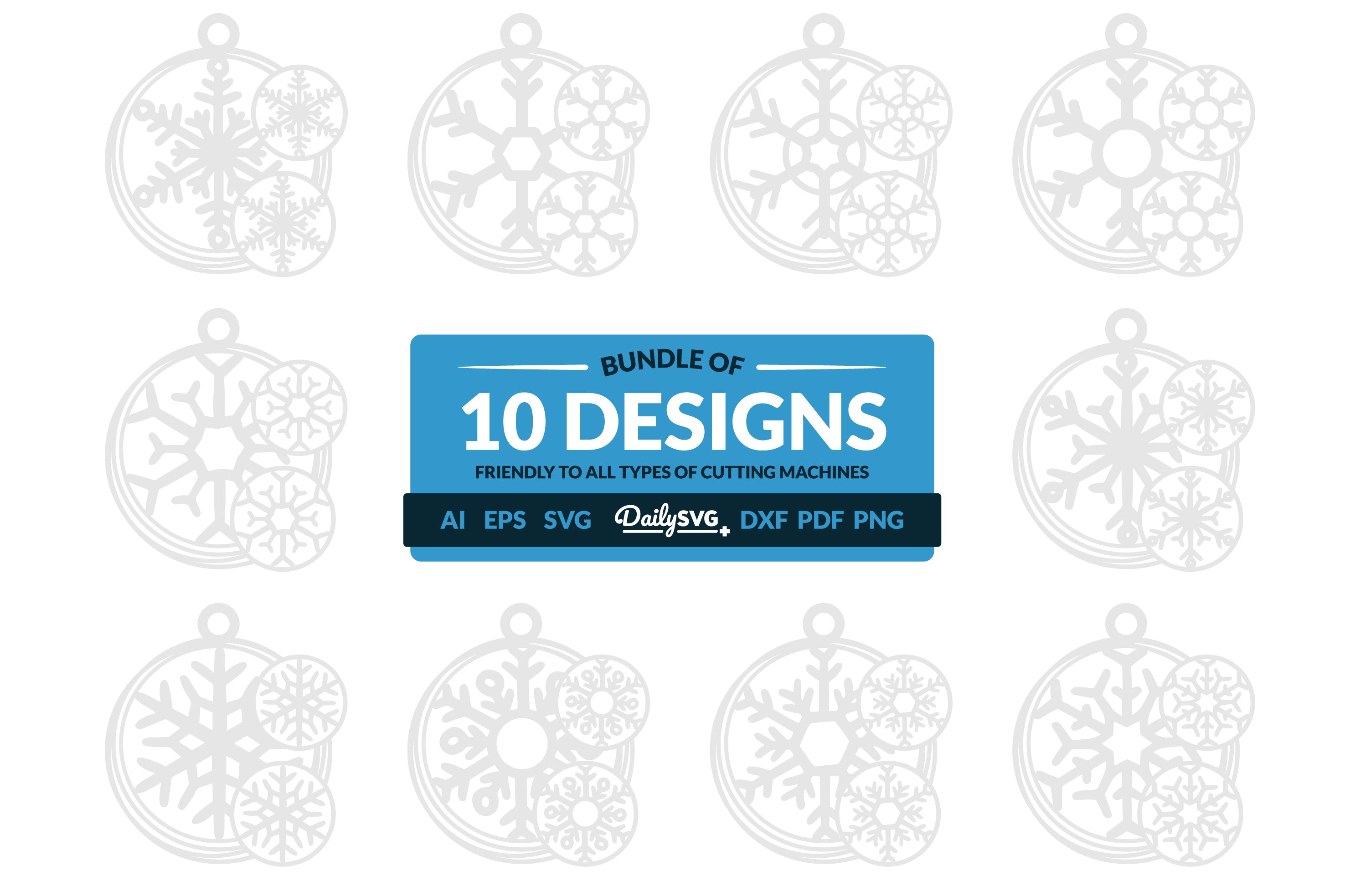Snowflake Keychain Clipart - Daily SVG Bundle