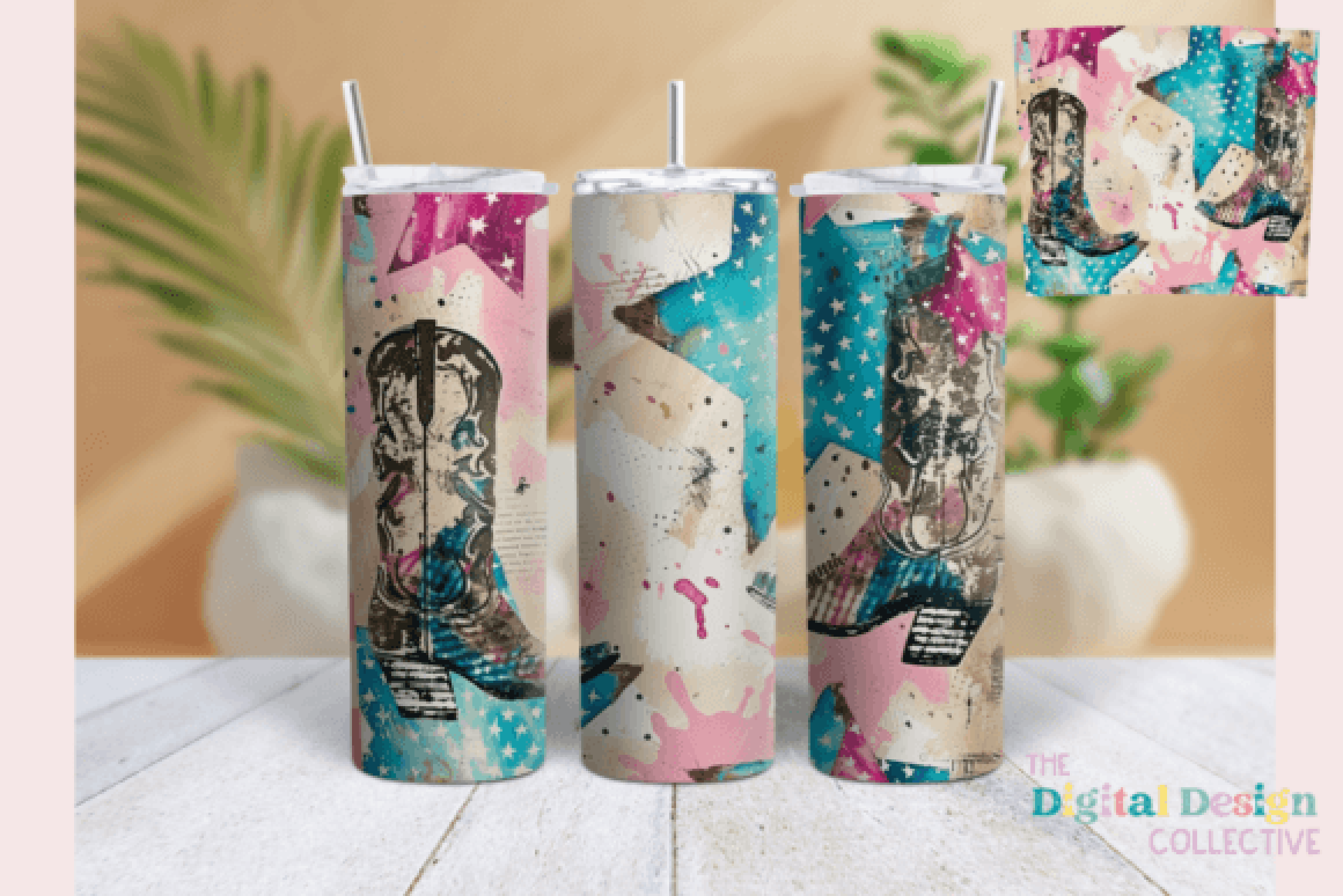 Rustic Cowgirl Boots Tumbler Wrap Bundle