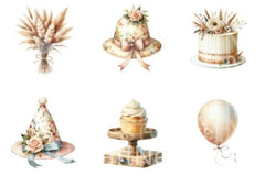 Rustic Cream Birthday Clipart Bundle - CraftNest - Digital Crafting and Art