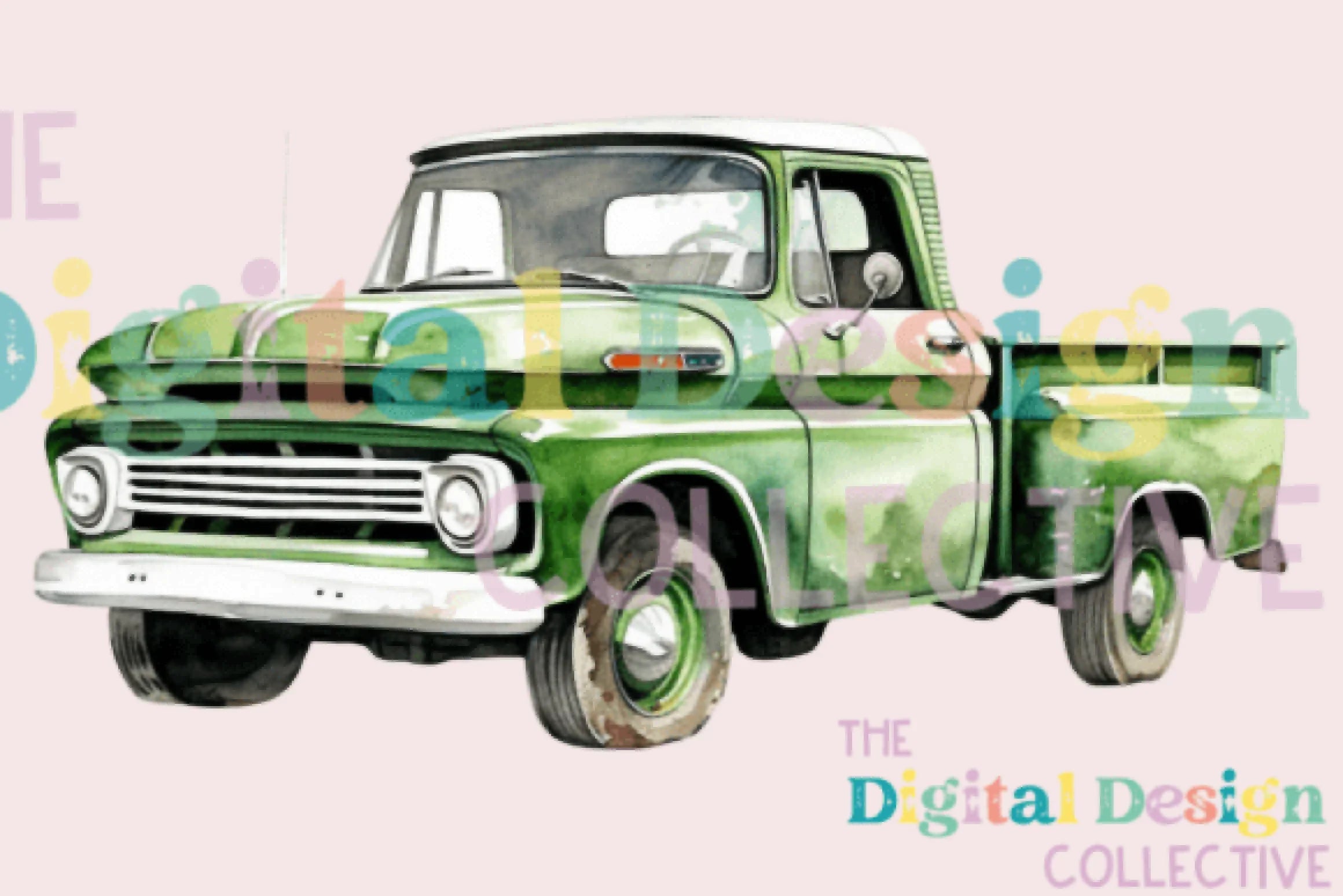 Vintage Green Truck Clipart Bundle 1987 - CraftNest - Digital Crafting and Art