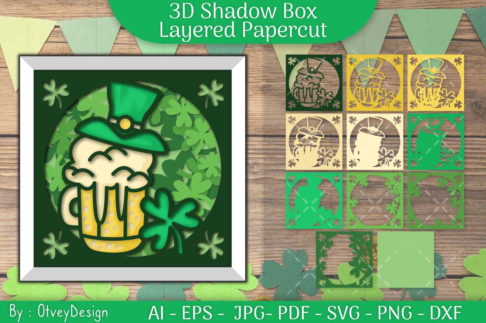 St. Patrick's Day 3D Shadow Box Papercut SVG Bundle - CraftNest - Digital Crafting and Art