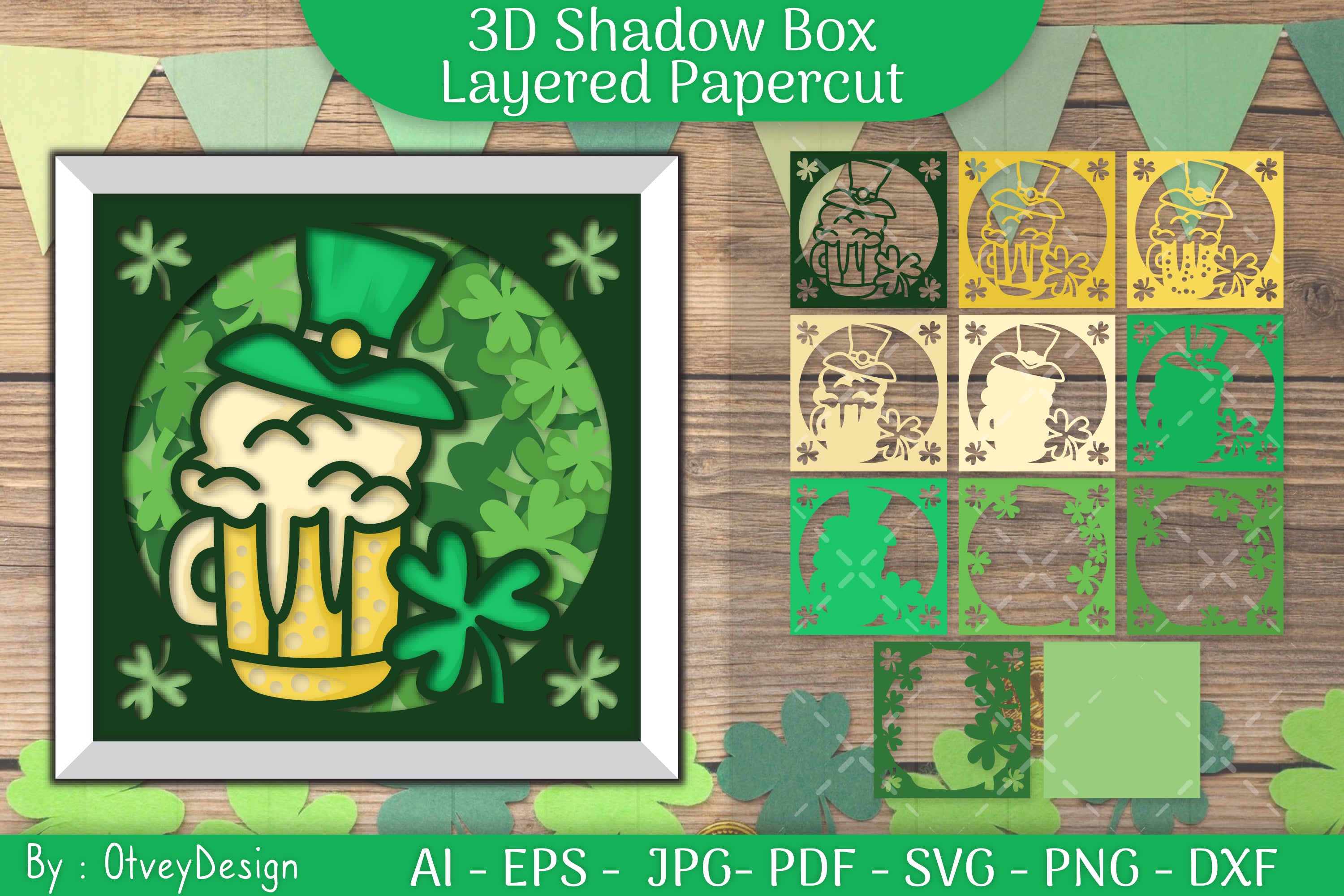 St. Patrick's Day 3D Shadow Box Papercut SVG Bundle - CraftNest - Digital Crafting and Art