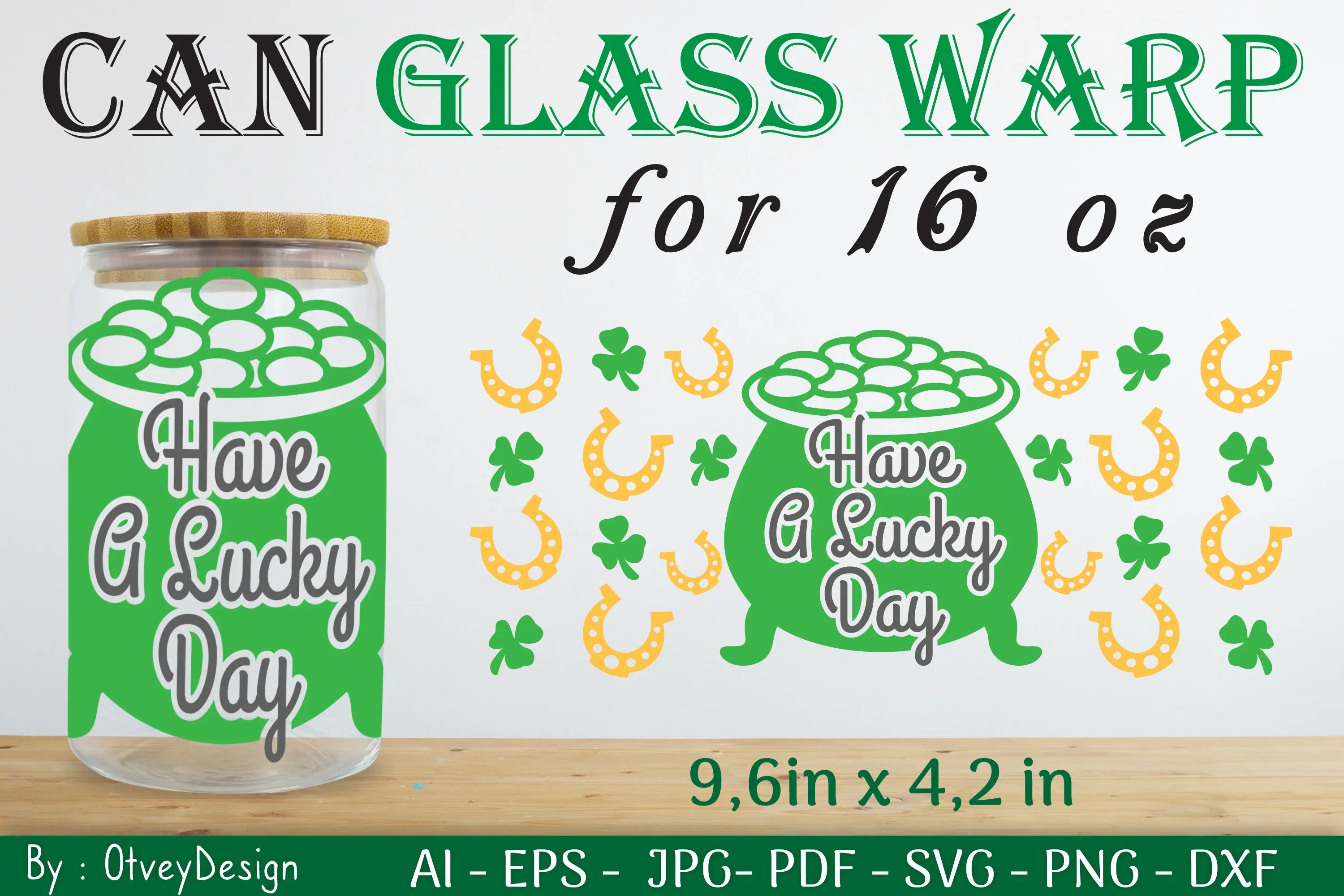 St Patrick's Day 16oz Can Glass Wrap SVG Bundle 5 - CraftNest - Digital Crafting and Art