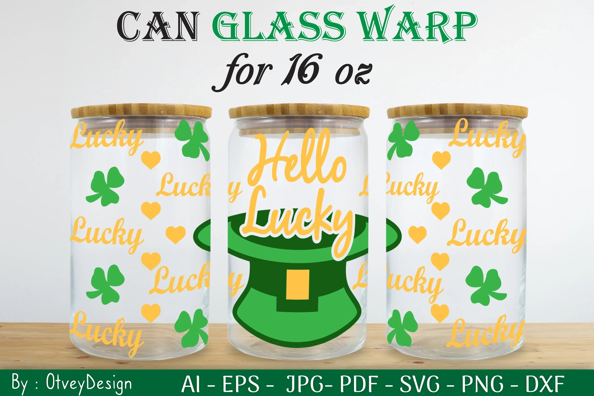 St Patrick's Day 16oz Can Glass Wrap SVG Bundle 7 - CraftNest - Digital Crafting and Art