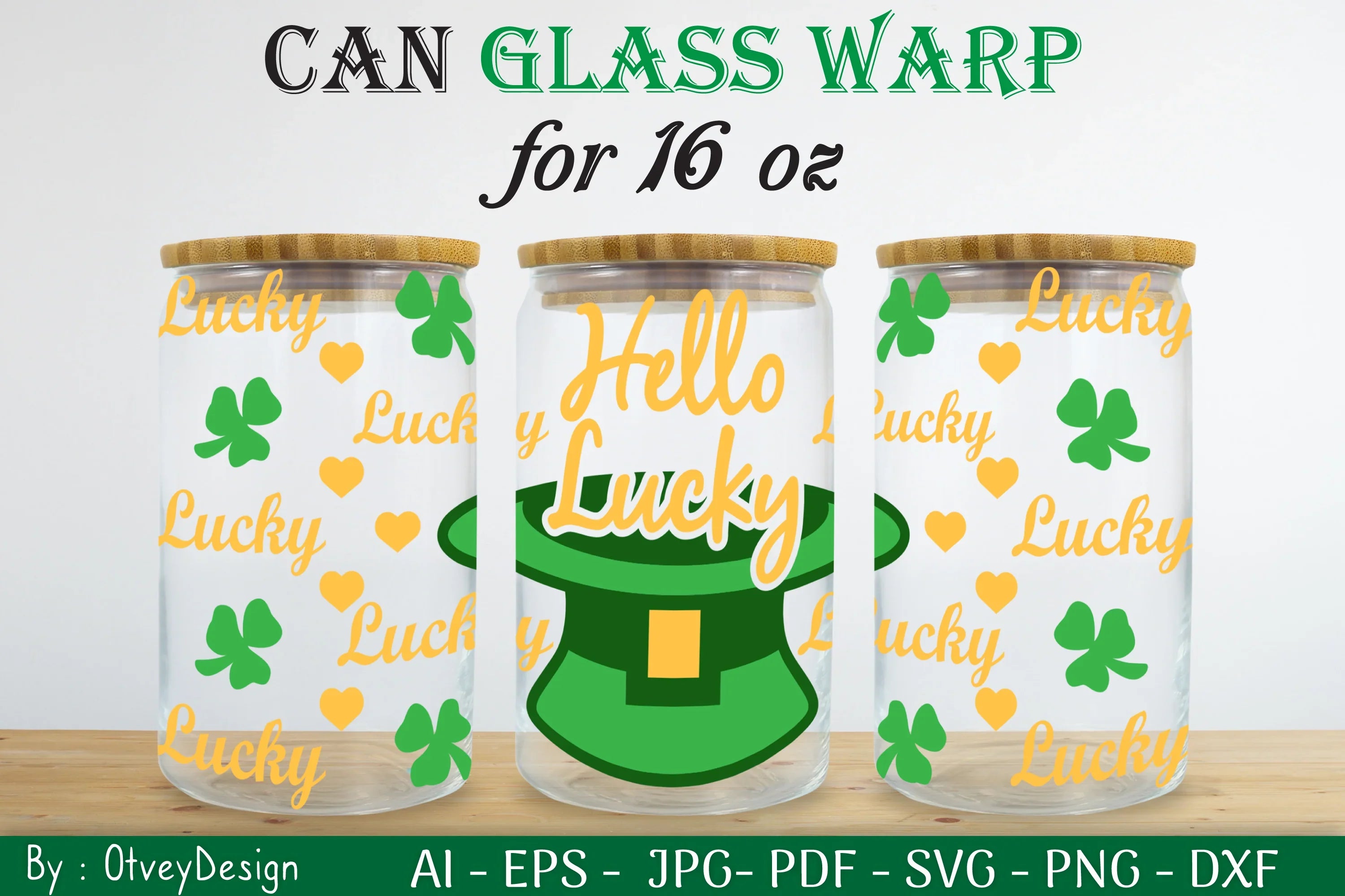 St Patrick's Day 16oz Can Glass Wrap SVG Bundle 7 - CraftNest - Digital Crafting and Art