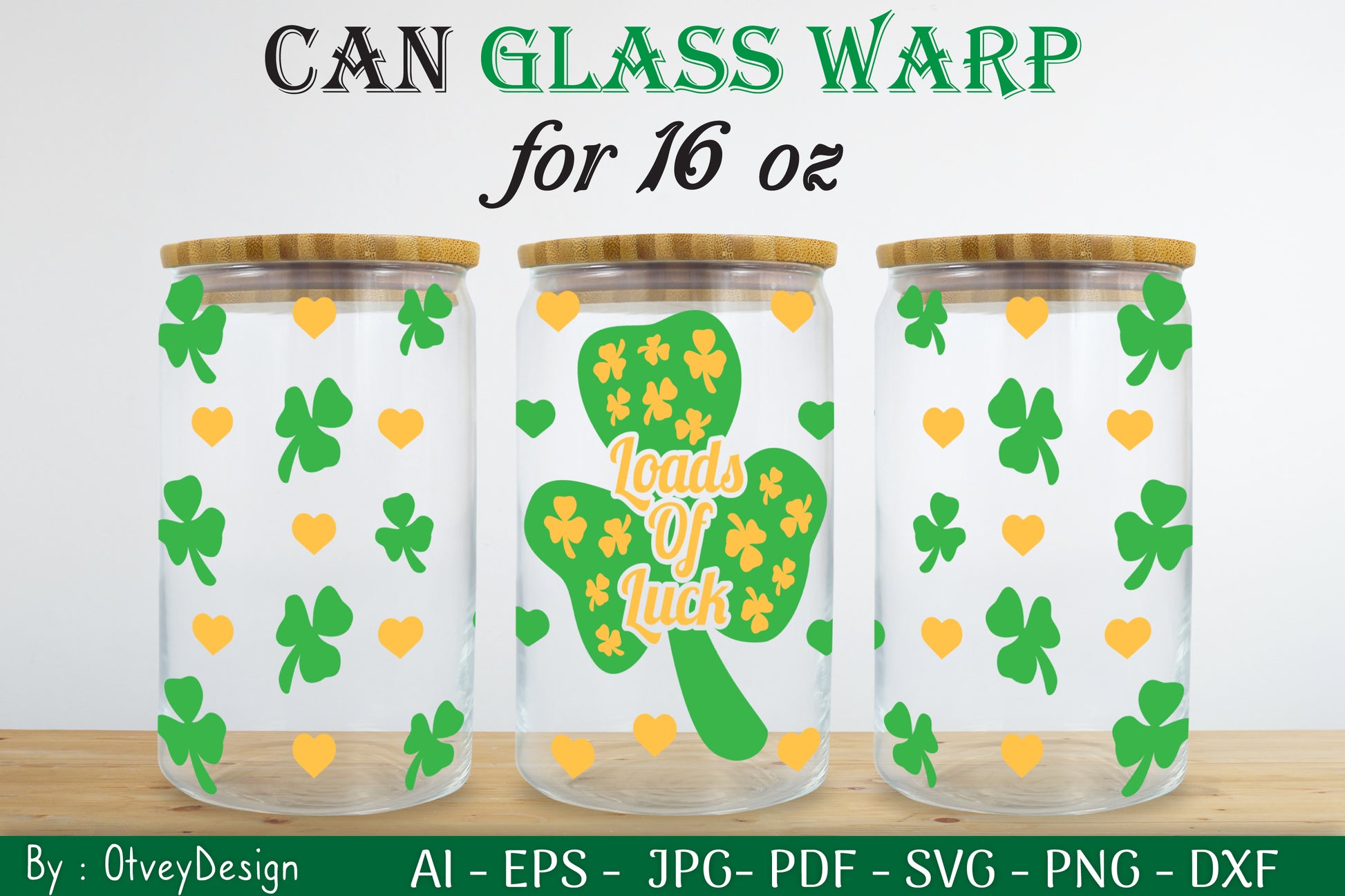St Patrick's Day 16oz Can Glass Wrap SVG Bundle 8 - CraftNest - Digital Crafting and Art