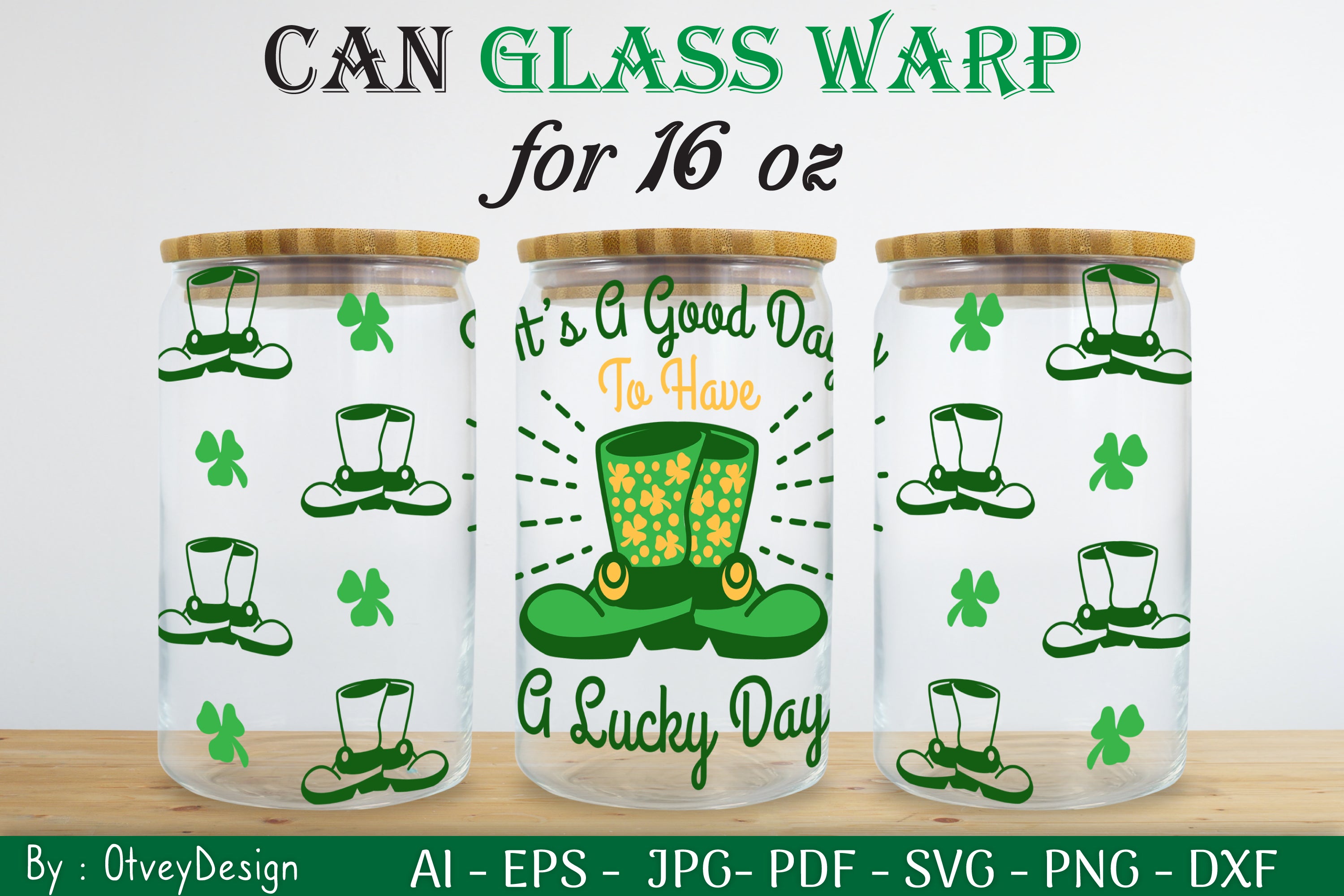 St Patrick's Day 16oz Can Glass Wrap SVG Bundle 10 - CraftNest - Digital Crafting and Art