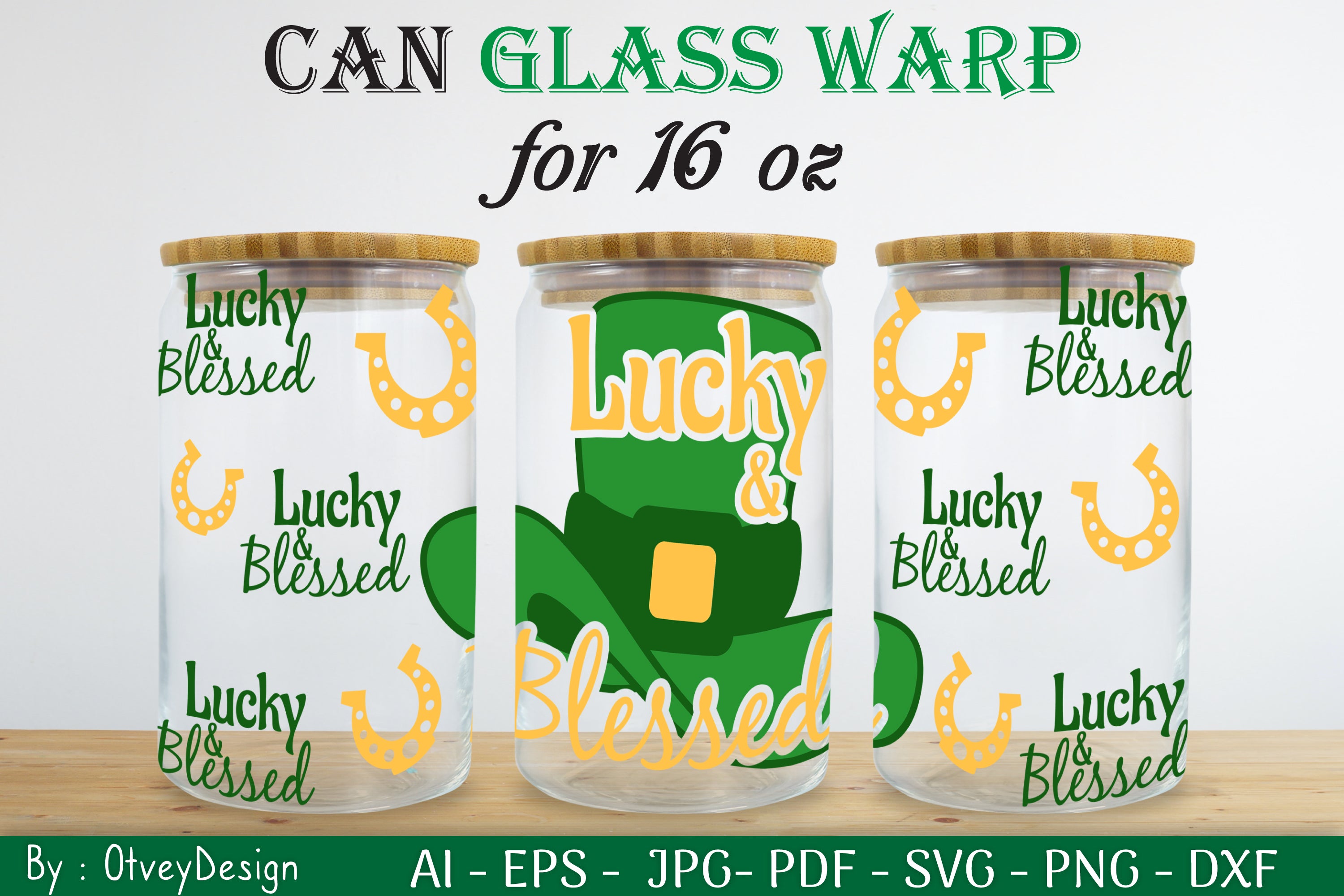 St Patrick's Day 16oz Can Glass Wrap SVG Bundle 11 - CraftNest - Digital Crafting and Art