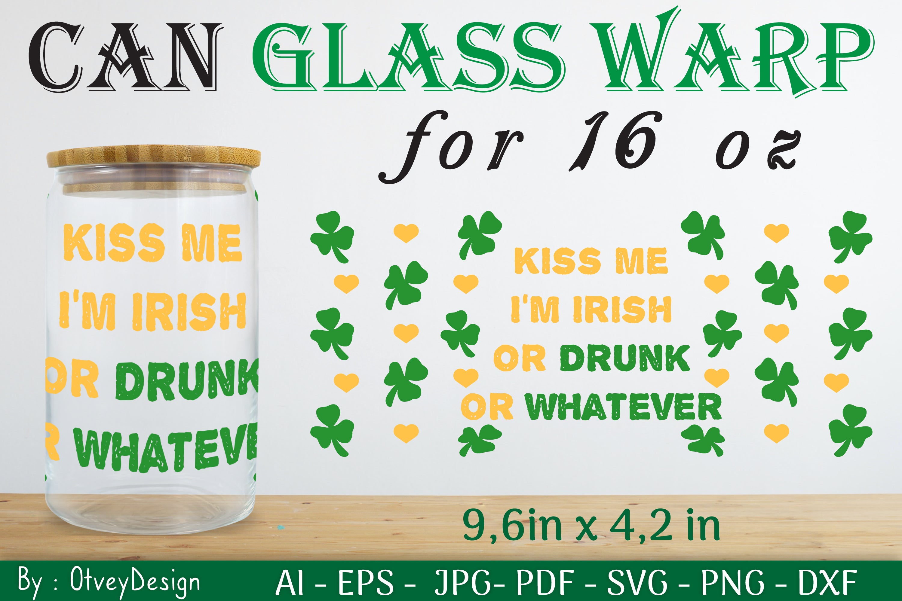 St Patrick's Day 16oz Can Glass Wrap SVG Bundle 12 - CraftNest - Digital Crafting and Art
