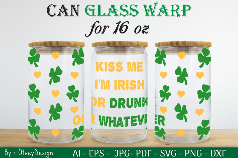 St Patrick's Day 16oz Can Glass Wrap SVG Bundle 12 - CraftNest - Digital Crafting and Art