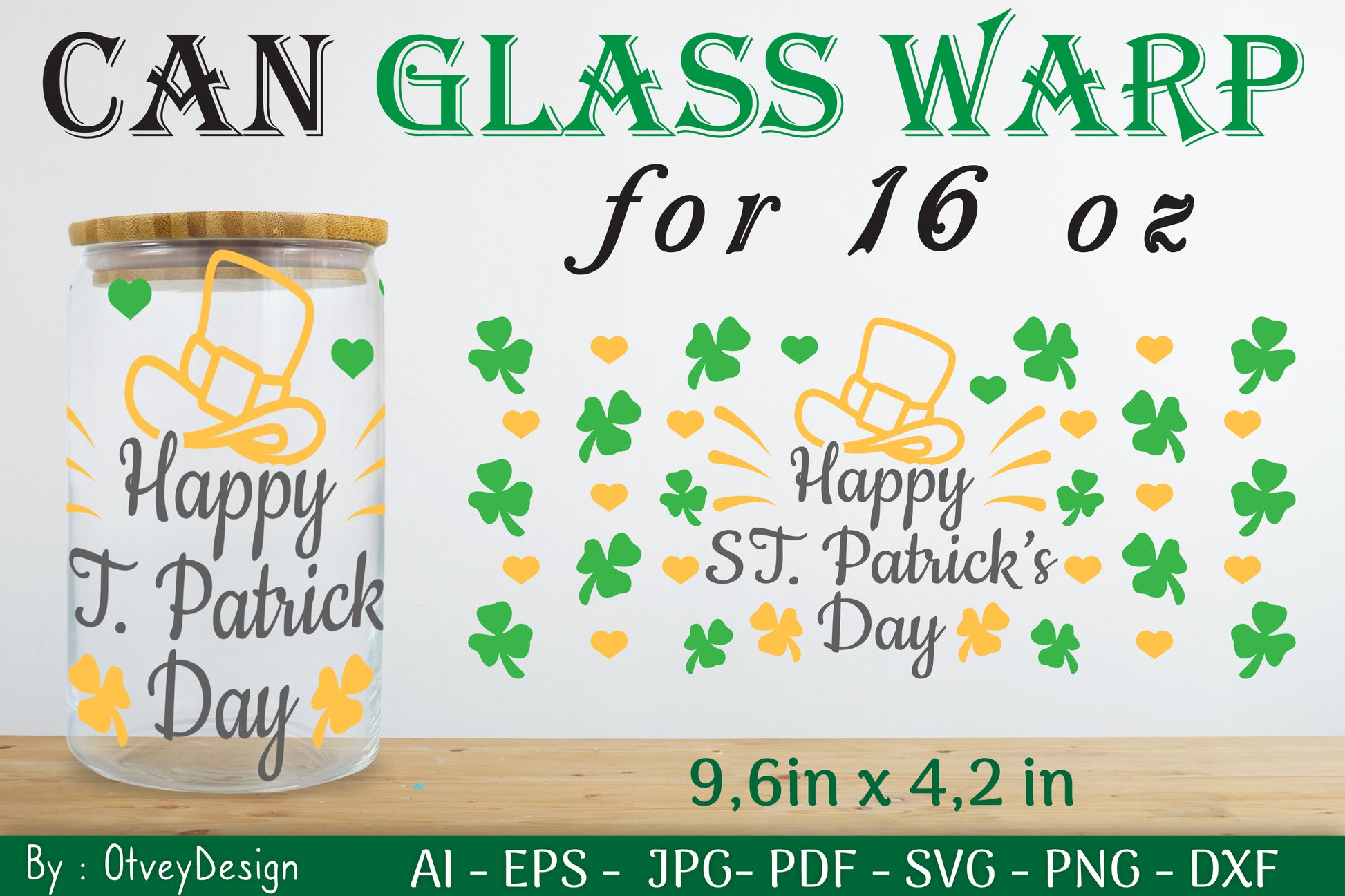 St Patrick's Day 16oz Can Glass Wrap SVG Bundle 13 - CraftNest - Digital Crafting and Art