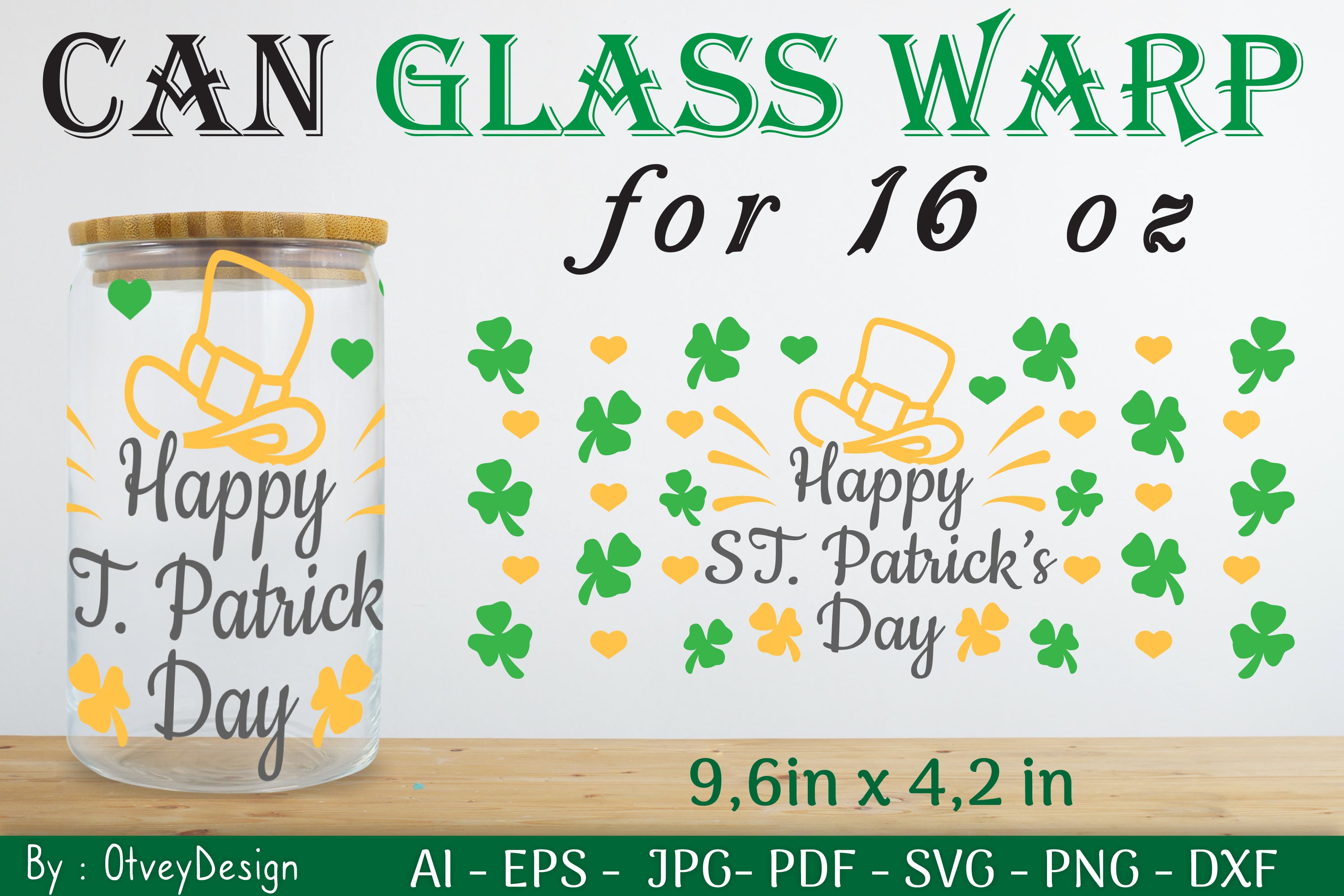 St Patrick's Day 16oz Can Glass Wrap SVG Bundle 13 - CraftNest - Digital Crafting and Art