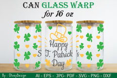 St Patrick's Day 16oz Can Glass Wrap SVG Bundle 13 - CraftNest - Digital Crafting and Art