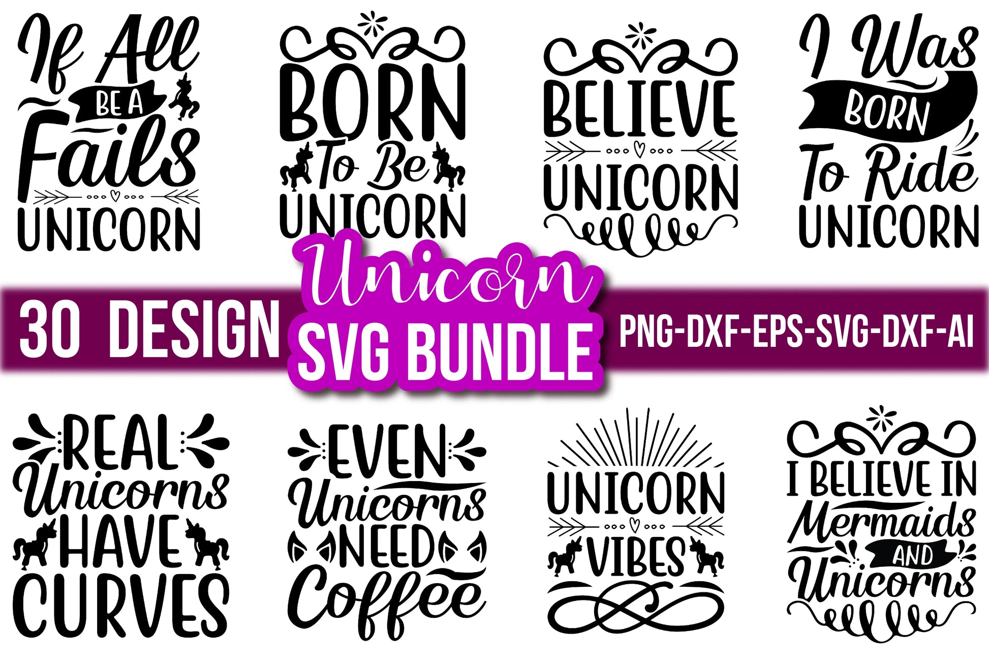 Unicorn SVG Bundle 4 - CraftNest - Digital Crafting and Art