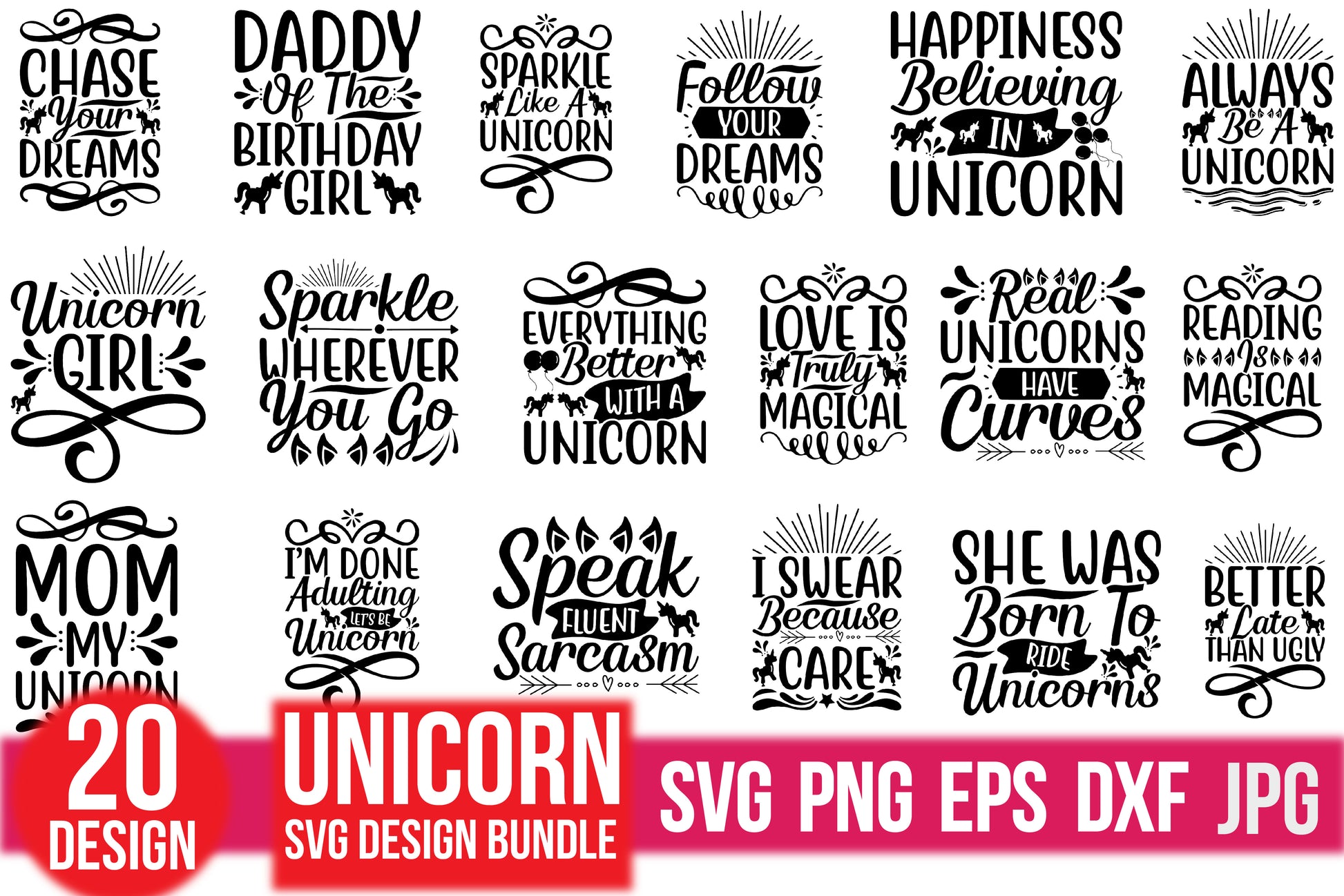 Unicorn SVG Bundle 6 - CraftNest - Digital Crafting and Art