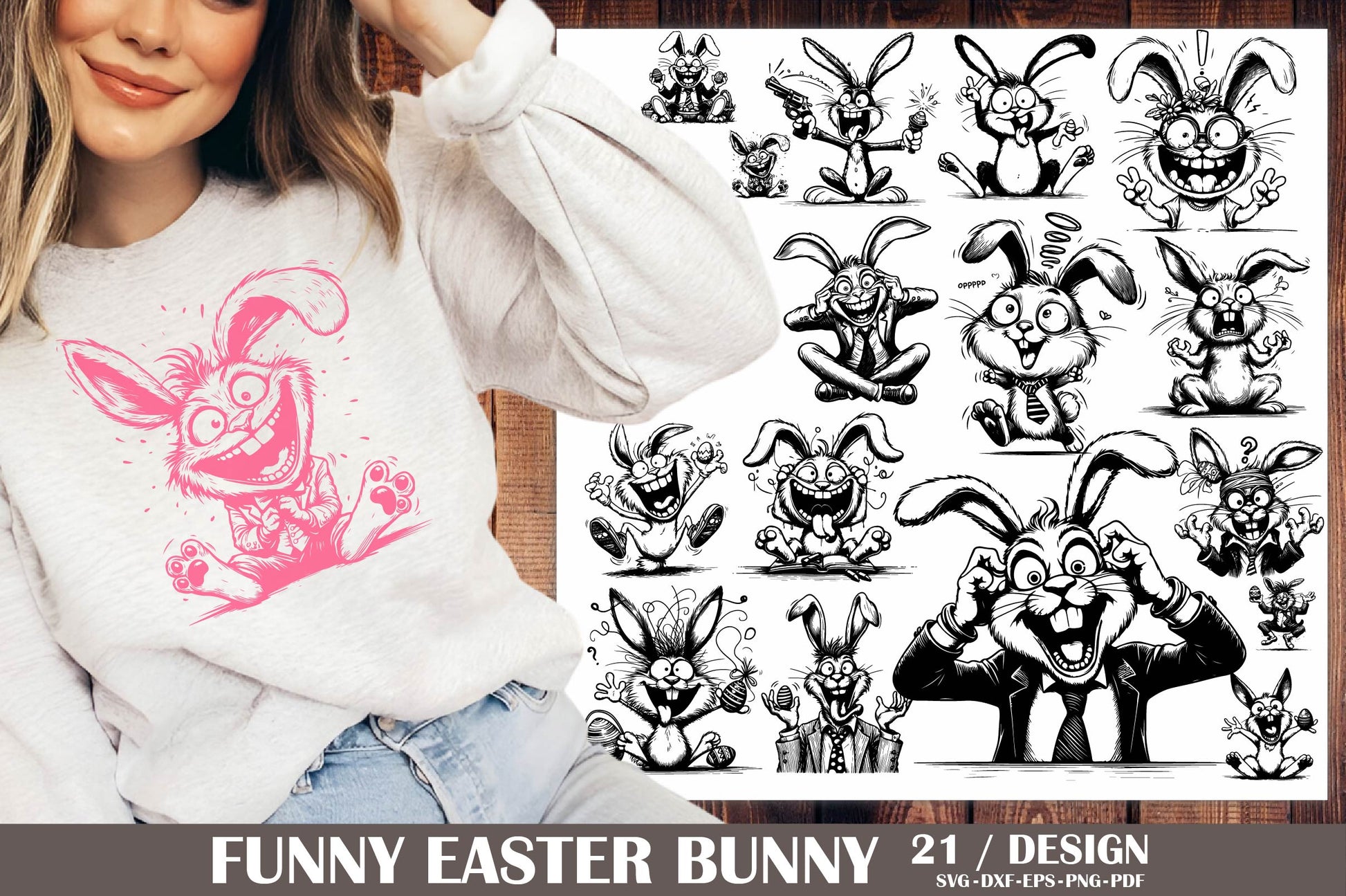 SVG Funny Easter Bunny Clipart Bundle - CraftNest - Digital Crafting and Art