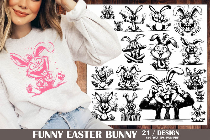 SVG Funny Easter Bunny Clipart Bundle - CraftNest - Digital Crafting and Art