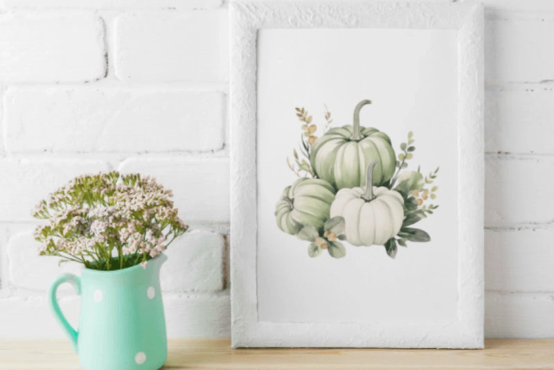 Sage Floral Pumpkin Clipart Bundle - CraftNest - Digital Crafting and Art