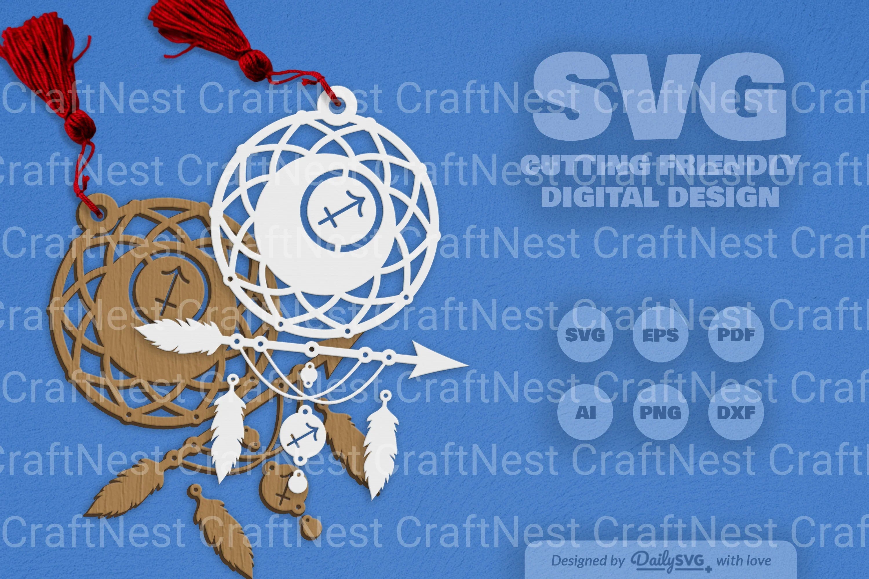 Sagittarius Dream Catcher Laser Cut Clipart Set - CraftNest - Digital Crafting and Art