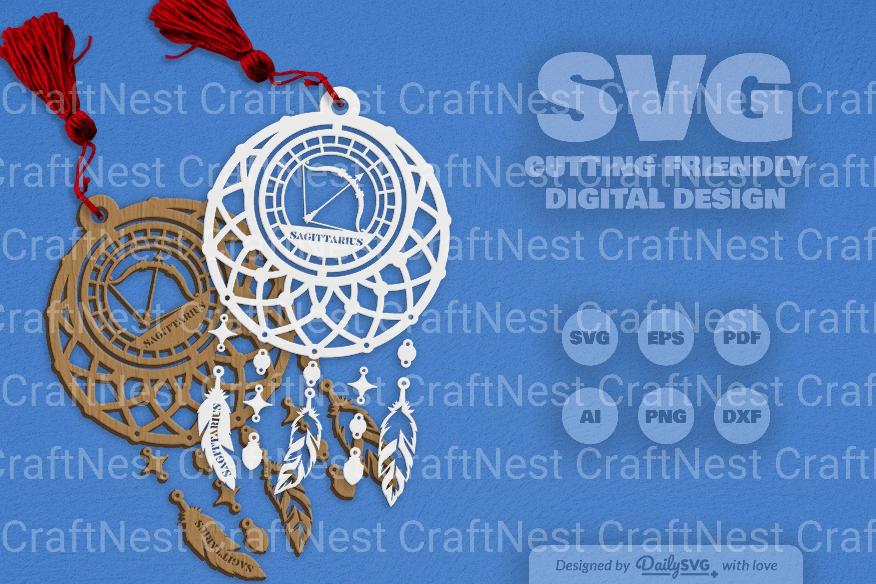 Sagittarius Dream Catcher Laser Cut Clipart Set - CraftNest - Digital Crafting and Art