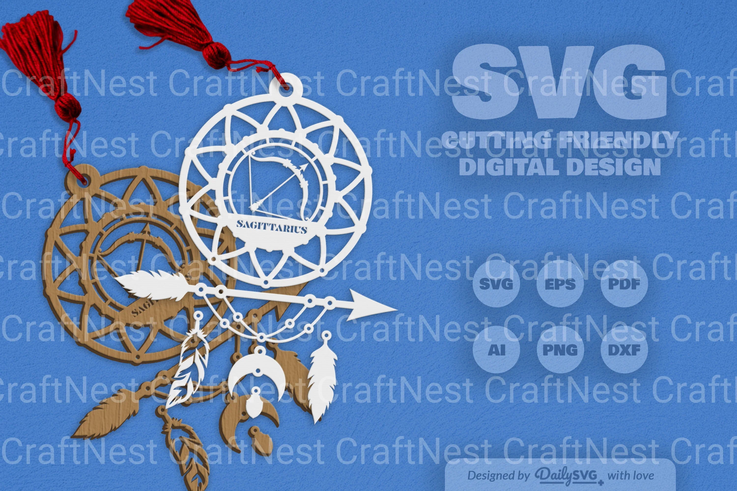Sagittarius Dream Catcher Laser Cut Clipart Set - CraftNest - Digital Crafting and Art