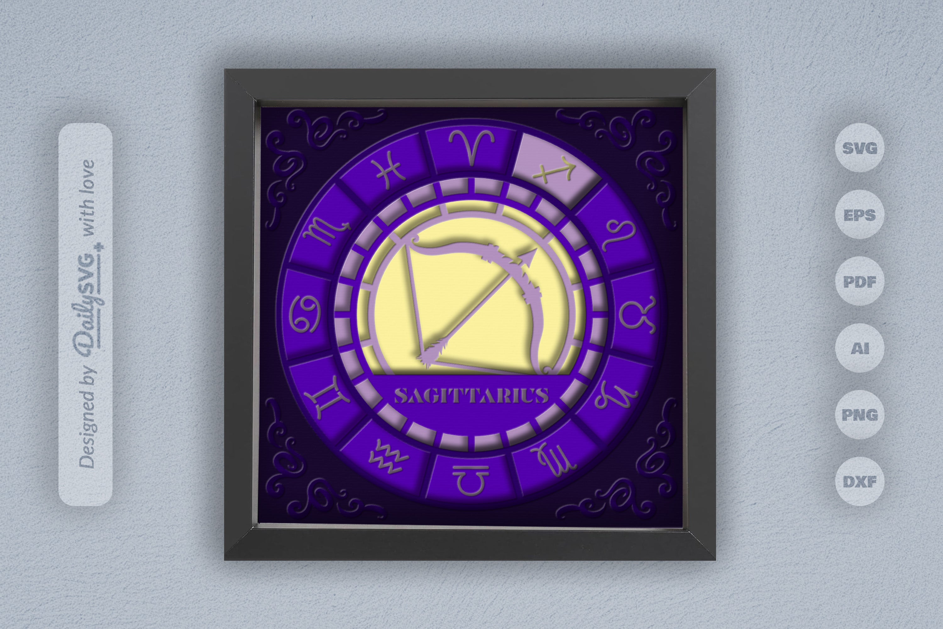 Sagittarius Zodiac 3D Shadow Box Papercut SVG Bundle