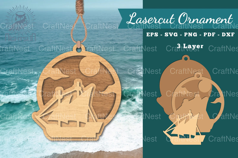 Sailing Ship Laser Cut Ornament Clipart Bundle - CraftNest - Digital Crafting and Art