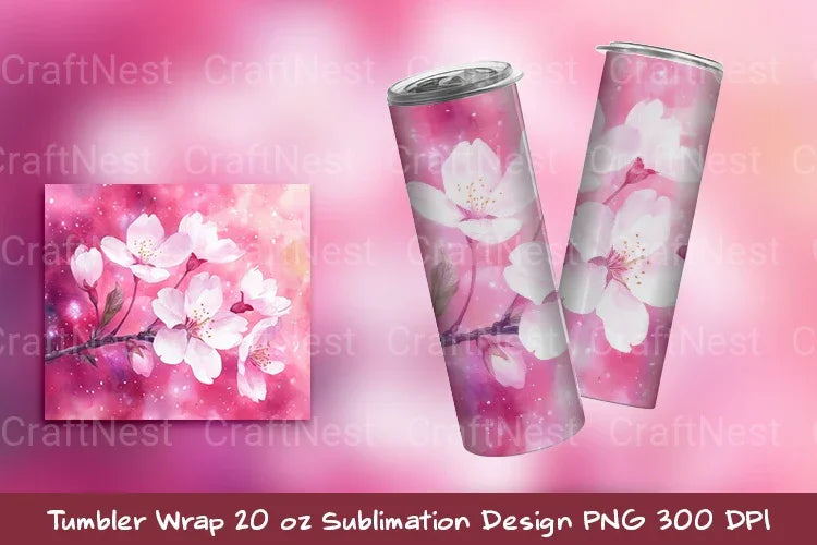 Sakura Branch Tumbler Wrap Clipart Bundle - CraftNest - Digital Crafting and Art