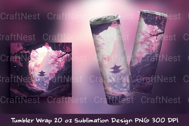 Sakura Cave Tumbler Wrap Clipart Bundle - CraftNest - Digital Crafting and Art