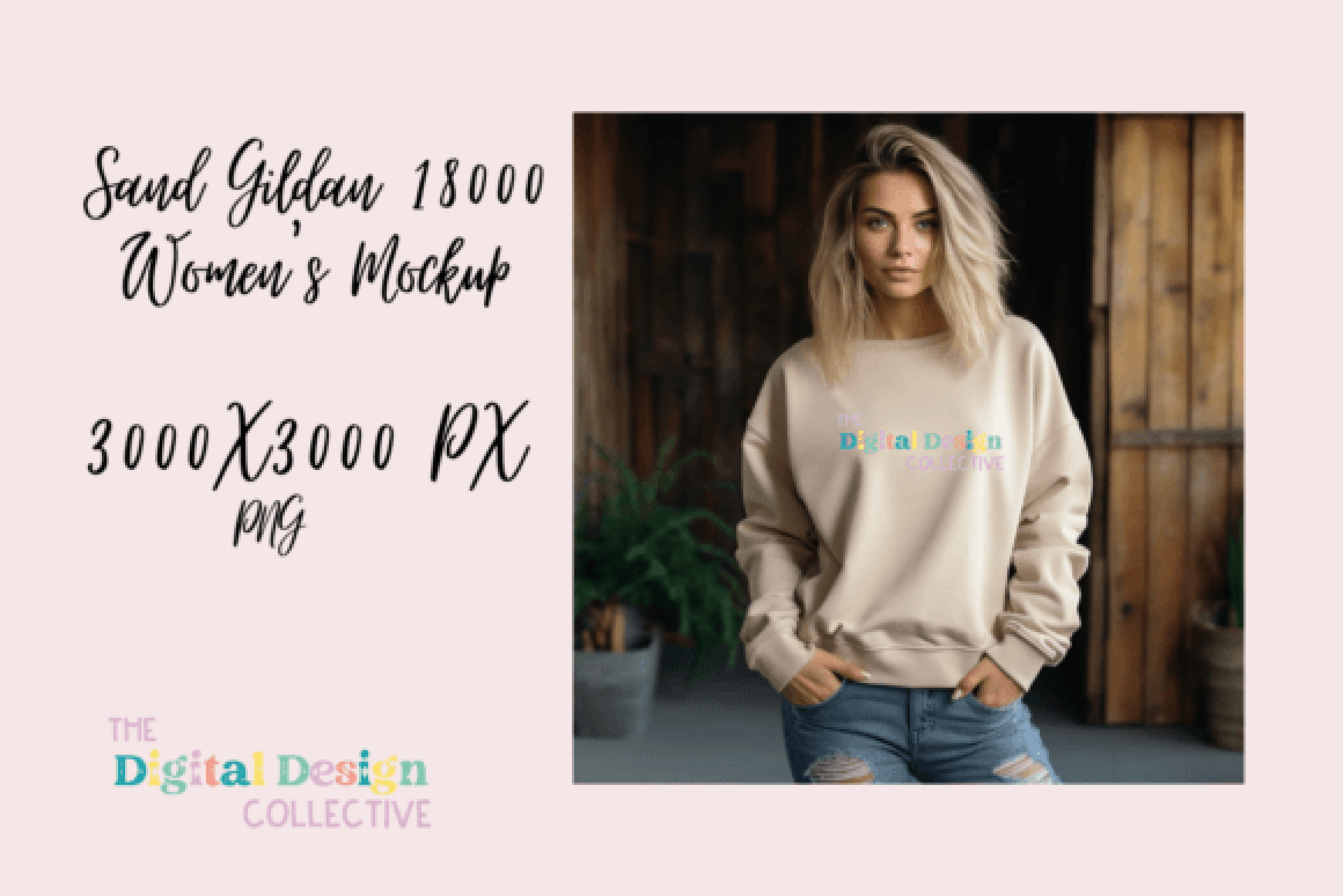Women's Sand Gildan 18000 Mockup