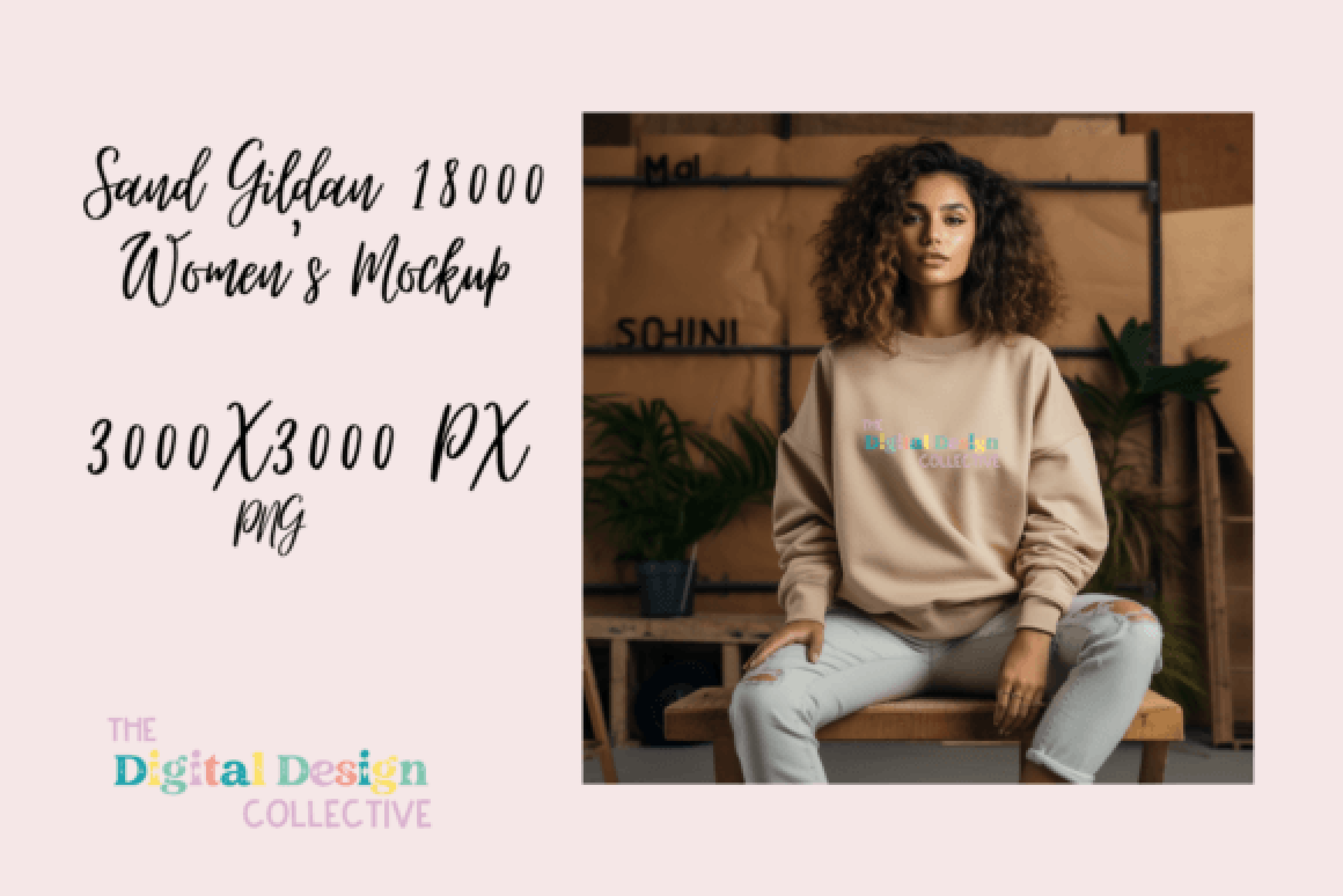 Women's Sand Gildan 18000 Mockup