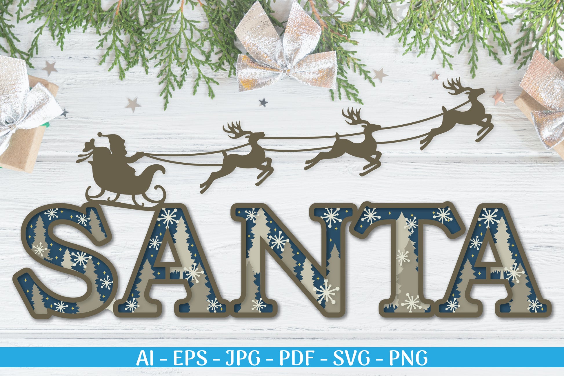Santa 3D Shadow Box Layered Cut SVG Bundle - CraftNest - Digital Crafting and Art