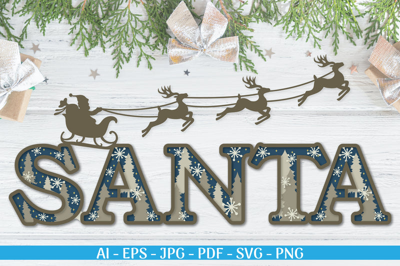 Santa 3D Shadow Box Layered Cut SVG Bundle - CraftNest - Digital Crafting and Art