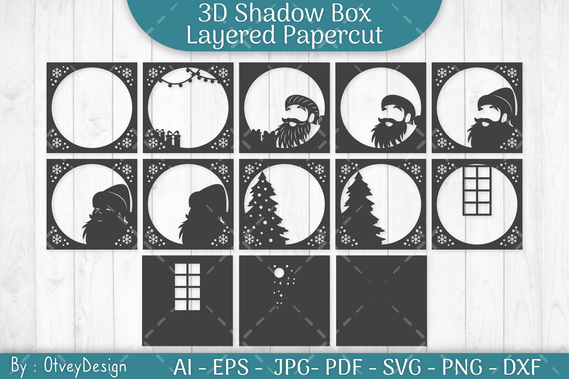 Santa Claus 3D Shadow Box SVG Bundle - CraftNest - Digital Crafting and Art