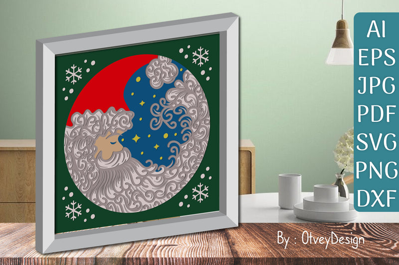 Santa Moon 3D Shadow Box Layered Papercut SVG Bundle - CraftNest - Digital Crafting and Art