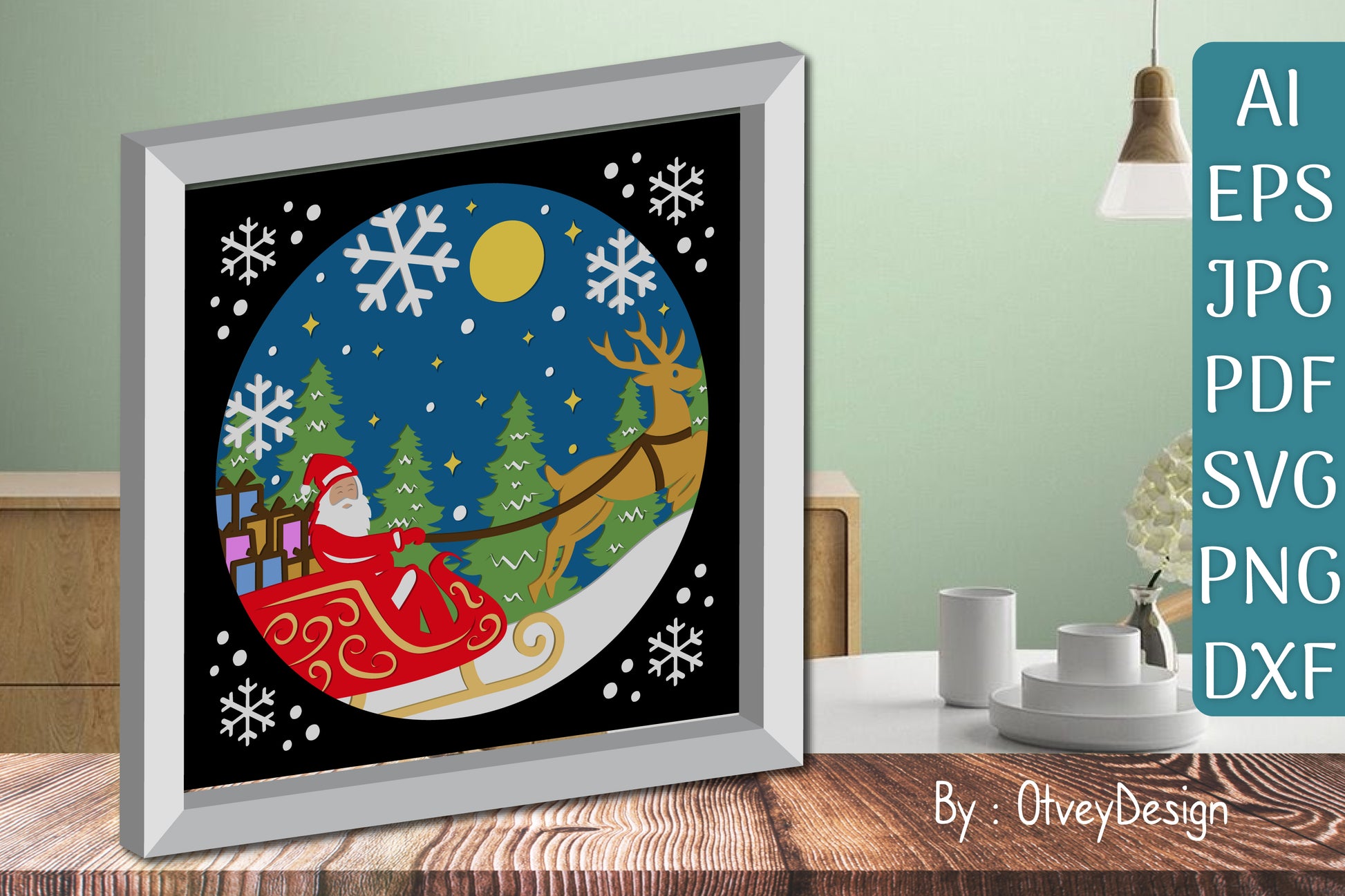Santa Rides The Train 3D Shadow Box Papercut SVG Bundle - CraftNest - Digital Crafting and Art