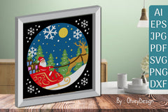Santa Rides The Train 3D Shadow Box Papercut SVG Bundle - CraftNest - Digital Crafting and Art