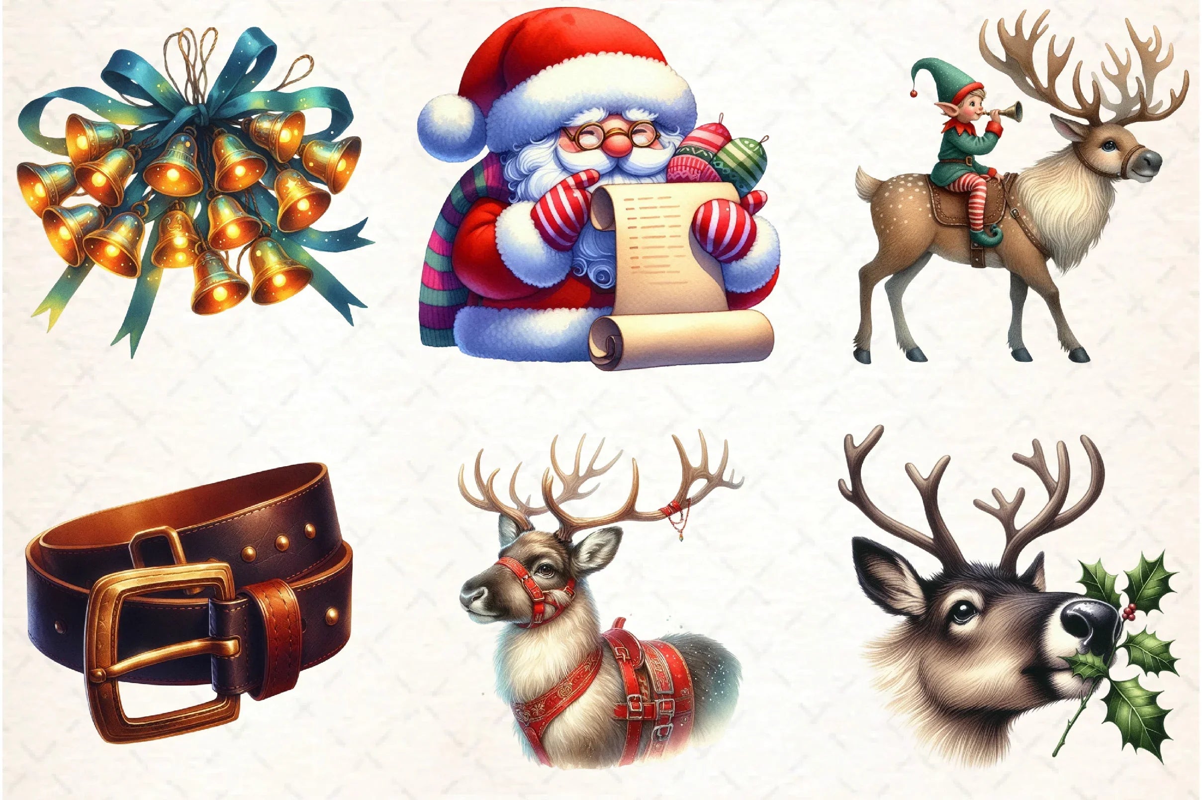 Santa Claus & Reindeer Clipart Bundle - CraftNest - Digital Crafting and Art