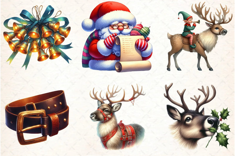 Santa Claus & Reindeer Clipart Bundle - CraftNest - Digital Crafting and Art