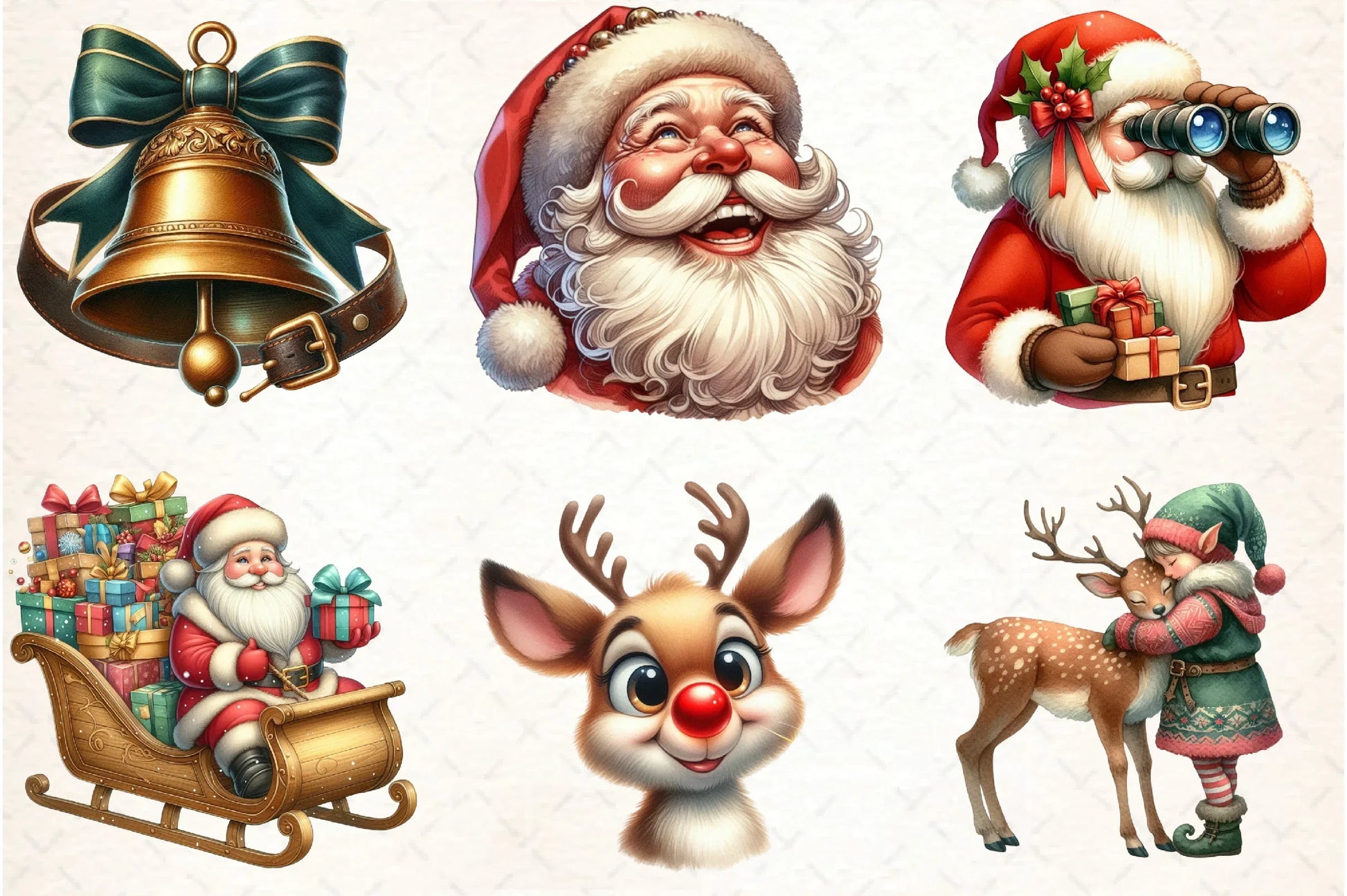 Santa Claus & Reindeer Clipart Bundle - CraftNest - Digital Crafting and Art