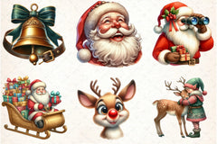 Santa Claus & Reindeer Clipart Bundle - CraftNest - Digital Crafting and Art