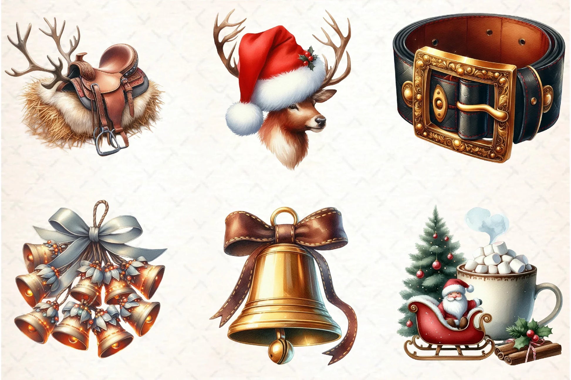 Santa Claus & Reindeer Clipart Bundle - CraftNest - Digital Crafting and Art