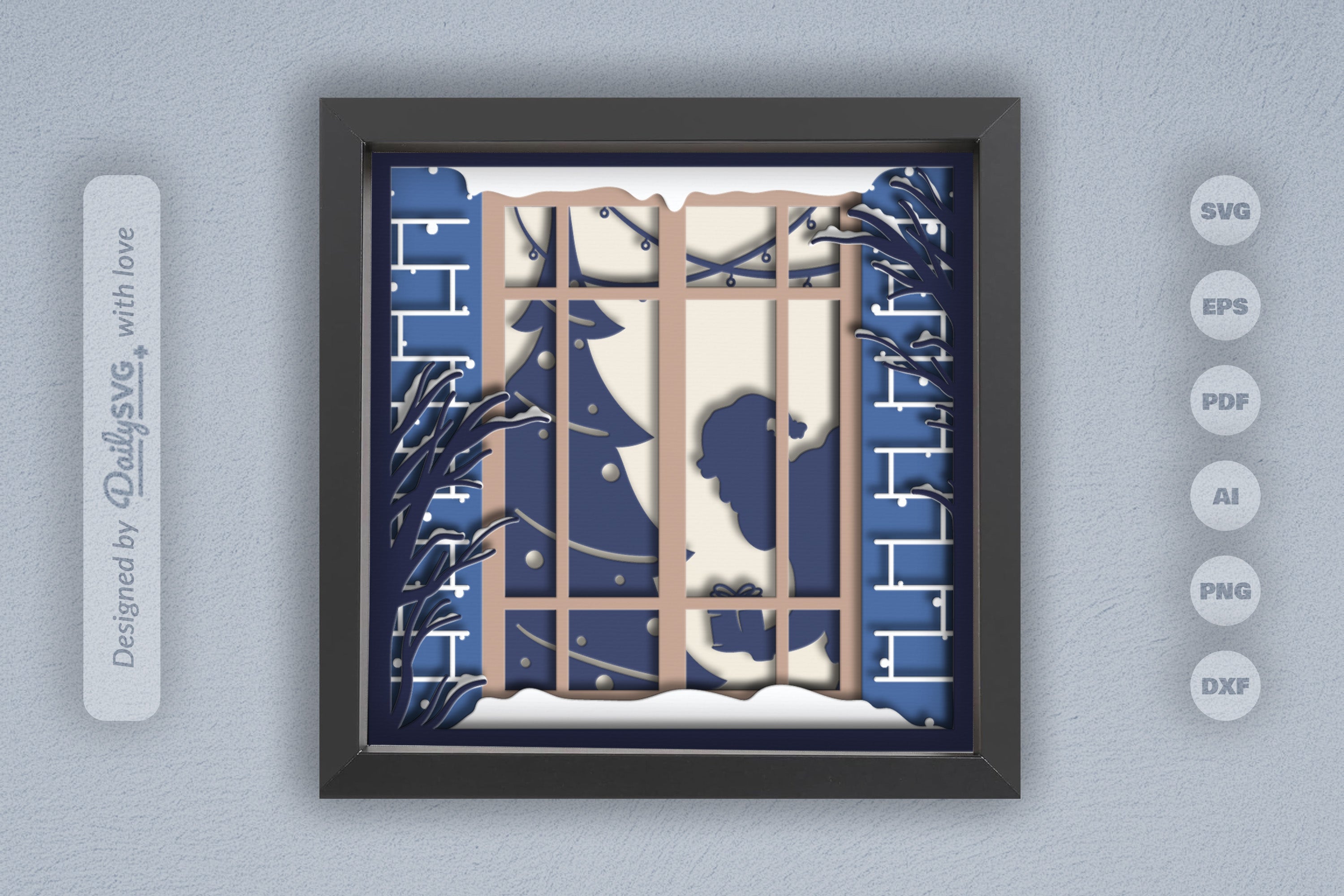 Santa Giving Gifts Christmas Papercut SVG Bundle